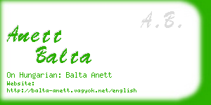 anett balta business card